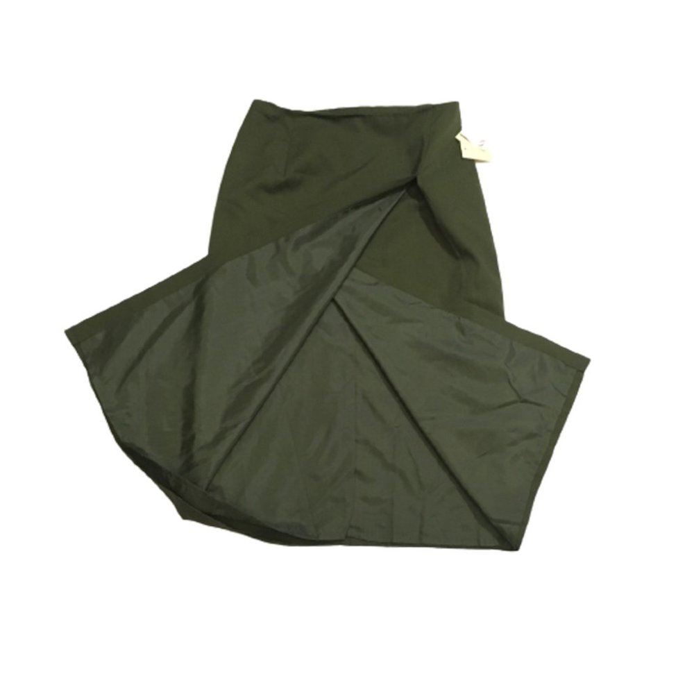 Hasting and Smith Back Zip Knee Length Green Faux Wrap Skirt Size 14 With Tag